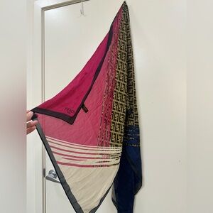 Fendi (copy)Burgundy and Gold Patterned Scarf